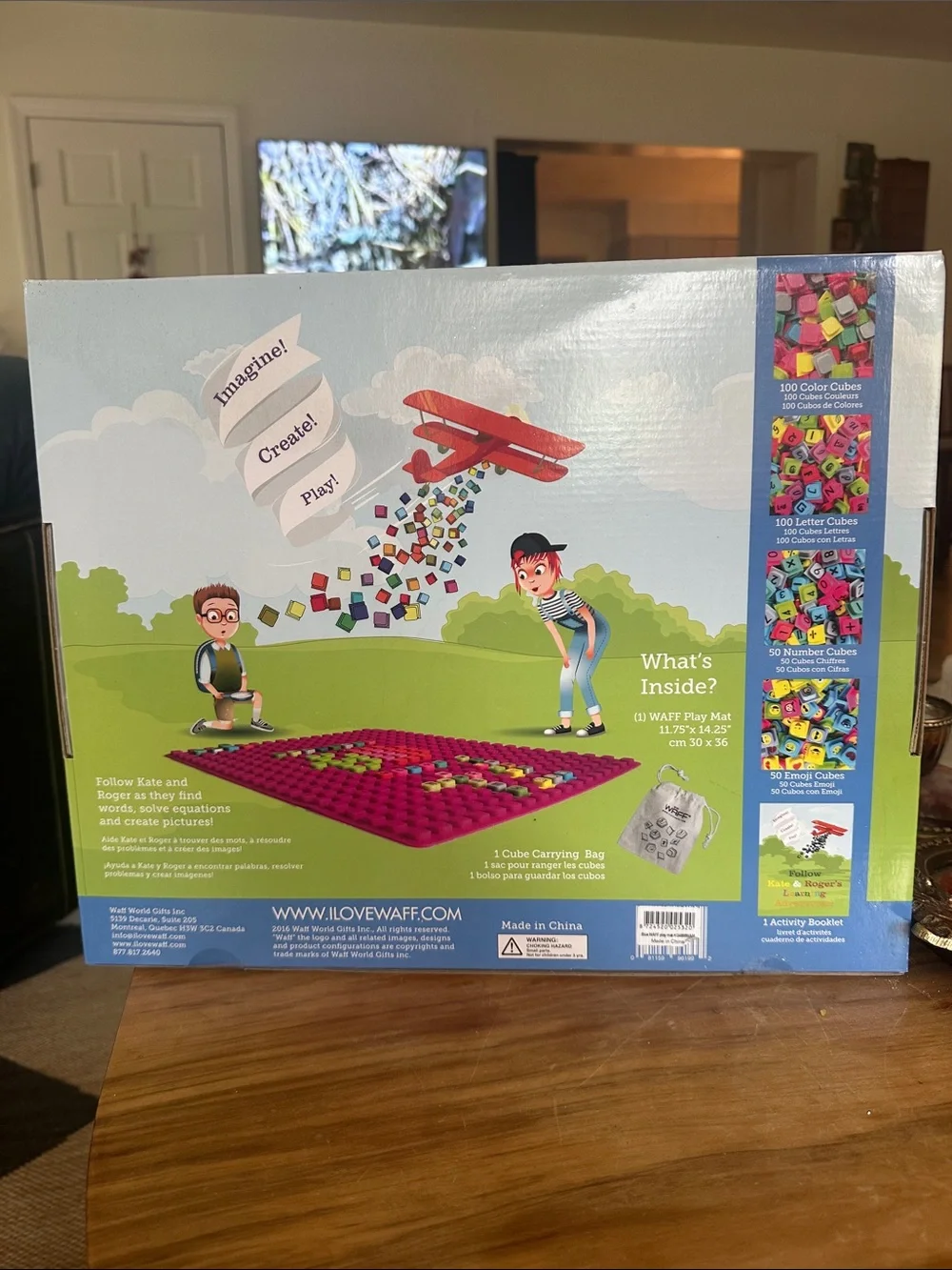 WAFF Play Mat Building Tile Set with bag color numbers games emoji words new